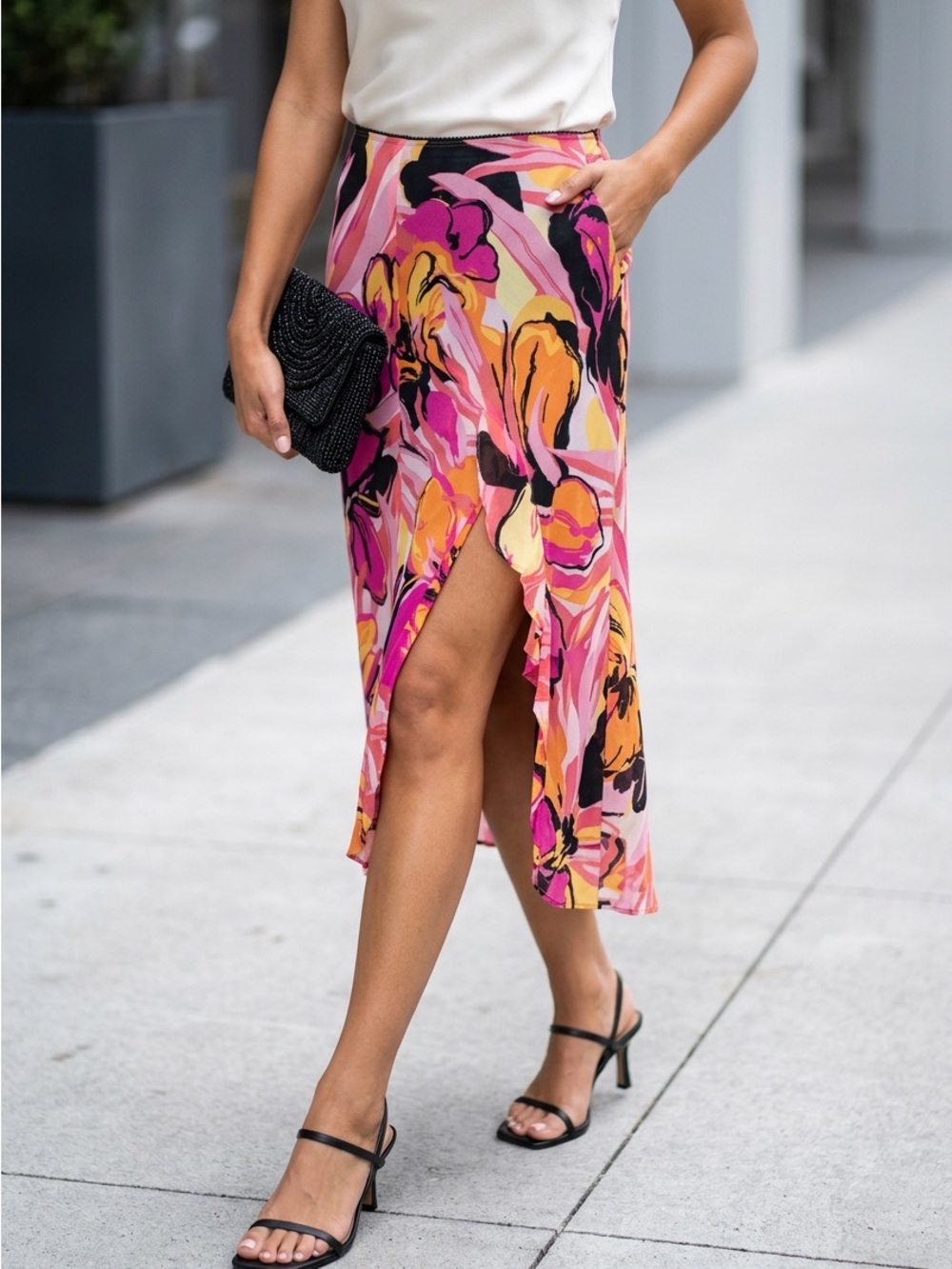 Tessuto Floral Skirt With Left Leg Slit